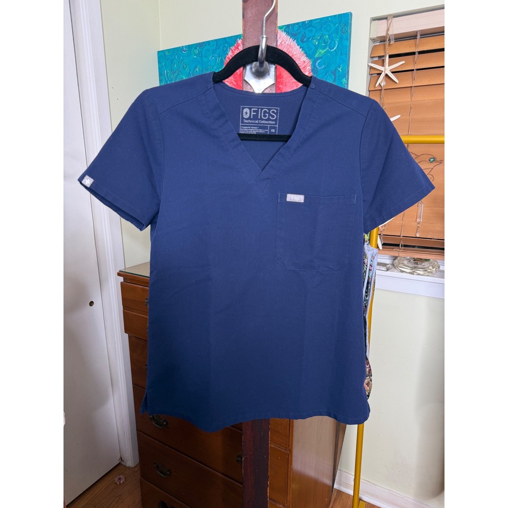 Figs Navy Blue Catarina Scrub Top